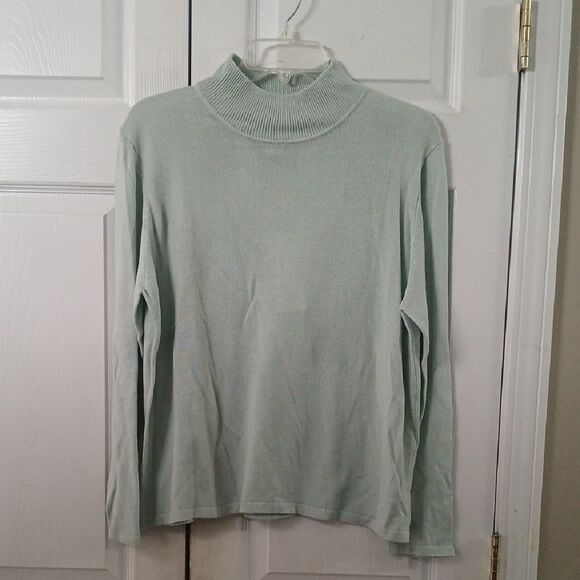 Madison Studio  seafoam silk cashmere blend lightweight sweater Sz XL NWT - Picture 1 of 8